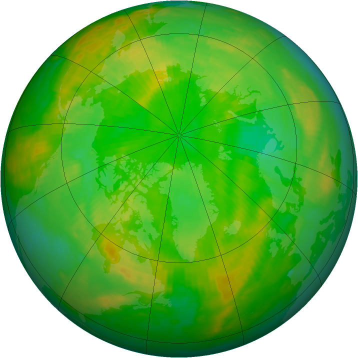 Arctic ozone map for 25 June 1990